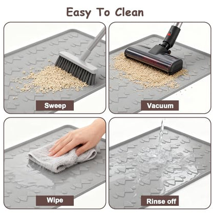 Cat Litter Mat, Large 34" x 22" Silicone Mat Litter Trapping Mat for Litter Box,Waterproof Easy To Clean,Foldable Litter Pad