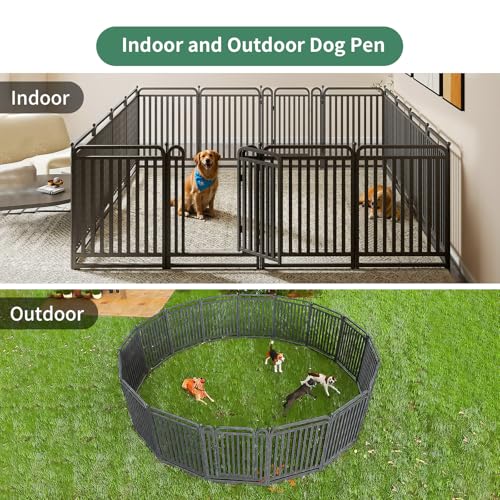 40 Inch Dog Playpen Outdoor, 8 Panels Puppy Playpen Heavy Duty Dog Play Pen Indoors, Rust Resistant Dog Pen for Large/Medium/Small Dogs, Dog Fence for RV Camping - style: 40" H