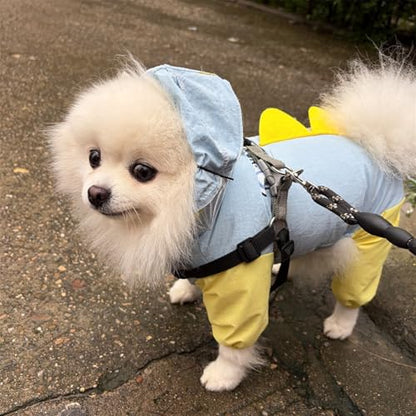 Waterproof Dog Raincoat, Dinosaur Design, Full Body Protection with Elastic Trousers, for Small Dogs (Blue, Small) - color: Blue, size: Small