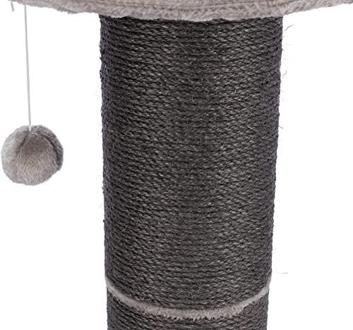 TRIXIE Pepino Cat Scratching Post 35 Inch - Cat Scratcher with Soft Fabric Covering Base and Durable Sisal Rope - with Platform Bed & Dangling Cat Toy - in Gray - color: Gray