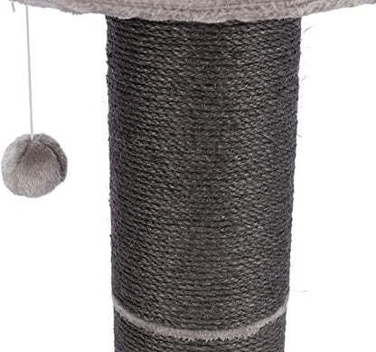 TRIXIE Pepino Cat Scratching Post 35 Inch - Cat Scratcher with Soft Fabric Covering Base and Durable Sisal Rope - with Platform Bed & Dangling Cat Toy - in Gray - color: Gray