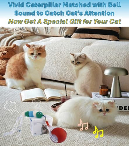 Newly Interactive Cat Toy Ball with Funny Tail and Bell-Automatic Movement for Indoor Cats, 3 Speeds Rechargeable Cat Entertainment Toys for All Cats to Keep Them Curious (Red)