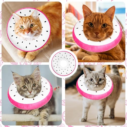 Cat Cone Collar Soft, Adjustable Cat Recovery Cone to Stop Licking, Cute Kitten Donut Collar After Surgery, Elizabethan Collars for Kittens, Lightweight Cats Neck Cones (Dragonfruit, Small) - color: Dragonfruit, size: Small