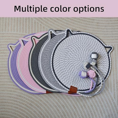Cat Scratcher Mat, Natural Cotton Rope Cat Scratching Pad, 16.9'' Round Cat Wall & Floor Scratch Pad, Durable Double - Sided Cat Scratcher, Furniture Protector for Wall, Sofa, Couch, Carpet, Pink - color: Pink