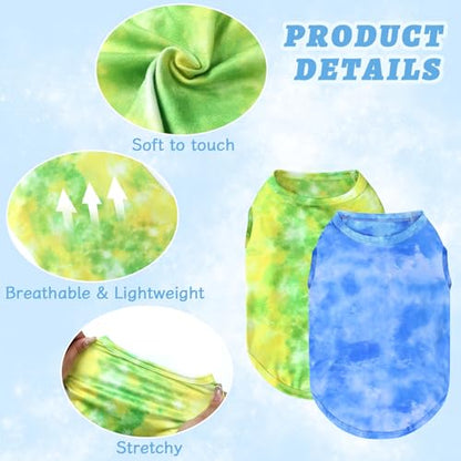 XPUDAC 4 Pack Dog Shirt Tie Dye Lightweight Dog Clothes for Small Dogs Boy Girls Breathable Stretchy Tank Top Vest-X-Large - size: X-Large-19.7" Chest