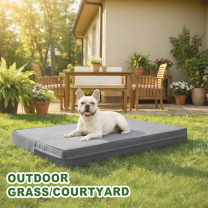 Vonabem Outdoor Waterproof Dog Bed Washable, Small Crate Pad 24 inch, Wipeable Puppy Beds with Removable Cover Reversible, Foam Leather Durable Anti-Slip Kennel Pads 23"x17" Grey - color: Grey, size: S(23x17x3)