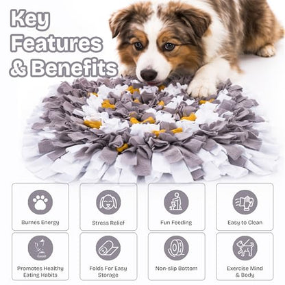 Snuffle Mat for Dogs | Travel-Friendly & Durable Dog Sniff Mat | Encourages Foraging, Slow Eating, Mental Stimulation & Stress Relief | Interactive Dog Enrichment Mat for Puppies & Adult Dogs (Grey) - color: Light Gray
