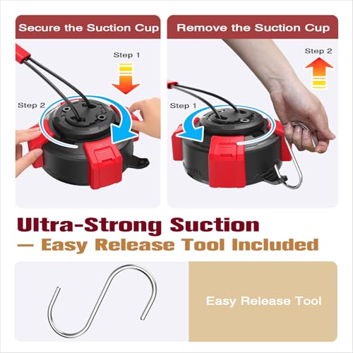 Interactive Dog Toys Tug of War for Small Medium Dogs, Rotating Lock Suction Cup Dog Toy to Keep Them Busy, Steel-Core Rope Puppy Teething Toy for Boredom, Durable Chew Toy for Tile Wood Floor