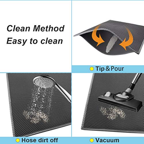 Pieviev Cat Litter Mat Double Layer Waterproof Urine Proof Trapping Mat 1 Pack (Gray, 30x24 Inch (Pack of 1)) - color: Gray