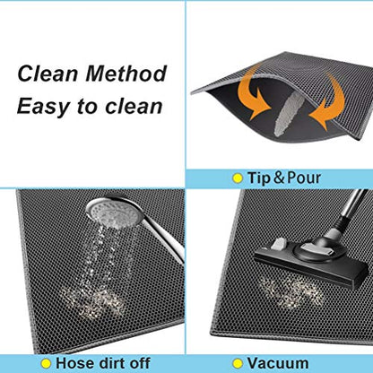 Pieviev Cat Litter Mat Double Layer Waterproof Urine Proof Trapping Mat 1 Pack (Gray, 30x24 Inch (Pack of 1)) - color: Gray