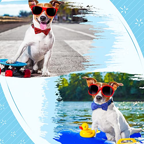 16 Pieces Dog Bow Ties Slide Hawaiian Styles Dog Collar Attachment Bows with Rubber Bands Dog Bow Ties for Large Dogs Spring Summer Grooming Independence Day(Classic Style)