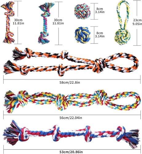 Aitmexcn Dog Rope Toys for Large and Medium Aggressive Chewers, 8 Pack Heavy Duty Dog Rope Toy for Large, Dental Cleaning Chew Toys, Tug Toy for Boredom, 100% Cotton Indestructible Pet Toy - style: 8PCS XXL Rope Toys