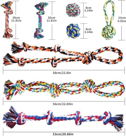 Aitmexcn Dog Rope Toys for Large and Medium Aggressive Chewers, 8 Pack Heavy Duty Dog Rope Toy for Large, Dental Cleaning Chew Toys, Tug Toy for Boredom, 100% Cotton Indestructible Pet Toy - style: 8PCS XXL Rope Toys