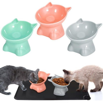 3 Pcs Elevated Cat Bowls 15° Raised Cat Food Bowl with Silicone Pet Food Mat Anti Vomiting Cats Dishes Pet Food and Water Bowls for Indoor Cats and Small Dogs(3 Colors) - color: Classic