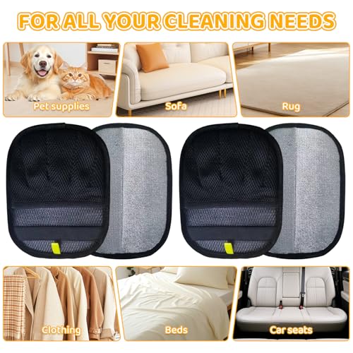 Pet Hair Removal Glove for Dogs & Cats, 2026 Newly Upgraded Five-Finger Electrostatic Pet Hair Gloves, Pet Hair Remover Tool for Clothing, Couch, Carpet, Car Seat（2 Pack Black）