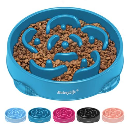 MateeyLife Large Slow Feeder Dog Bowls, Anti-Choking Puzzle Dog Food Bowls, Anti-Slip Interactive Feeding Slow Down Eating, Bloat Stop Maze Dishes for Large Breeds 4 Cups DarkBlue - color: G-DarkBlue, size: Large
