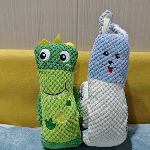 Hide and Seek Plush Dog Toys for Small Medium Dogs, Long Foldable Squeaky Chew Pet Toys with Sounder, Interactive Puzzle Treat Dispensing Machine, Tug of War Snuffle for Indoor Play (Rabbit) - color: Blue Rabbit