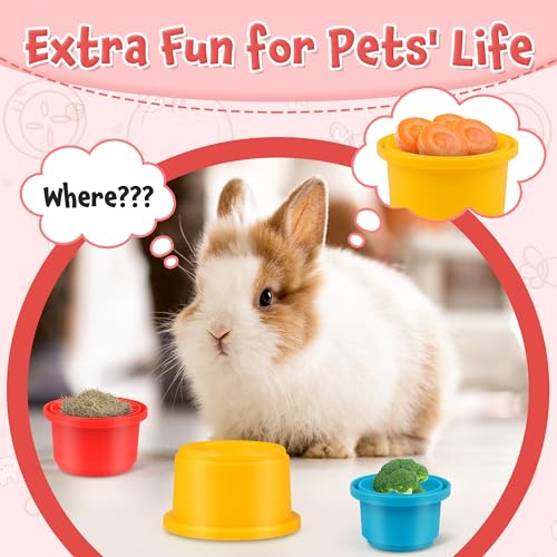 SKYWHALE Bunny Toys, Stacking Cups for Rabbits, 8PCS Stackable Plastic Pet Nesting Snack Container, Chinchilla Guinea Pig Parrot Enrichment Playset for Hiding Food and Playing