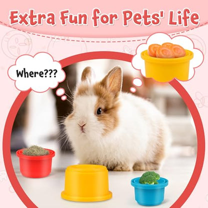 SKYWHALE Bunny Toys, Stacking Cups for Rabbits, 8PCS Stackable Plastic Pet Nesting Snack Container, Chinchilla Guinea Pig Parrot Enrichment Playset for Hiding Food and Playing