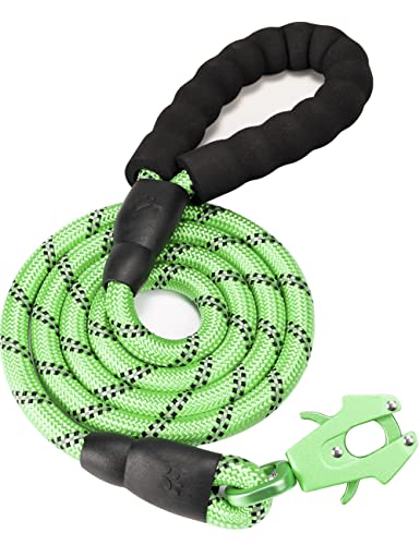 GEIT 2/4/5/6FT Dog Leash, Heavy Duty Rope Leashes, Reflective Nylon Pet Lead with Aluminum Quick Release/Locking Tactical Frog Clip for Small Medium and Large Dogs, Green, 1/2 inch - color: Green, size: 1/2'' x 4 FT (18~120 lbs.)