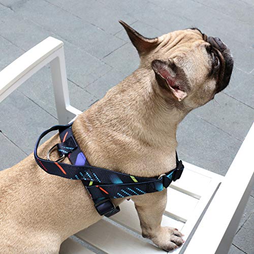 iChoue French Bulldog Harness Adjustable Padded Locked Buckle with Handle for Frenchie Pug English Boston Terrier Dogs, Shooting Stars, Small - color: A Harness Stars, size: Small ( 5 - 25 lbs )