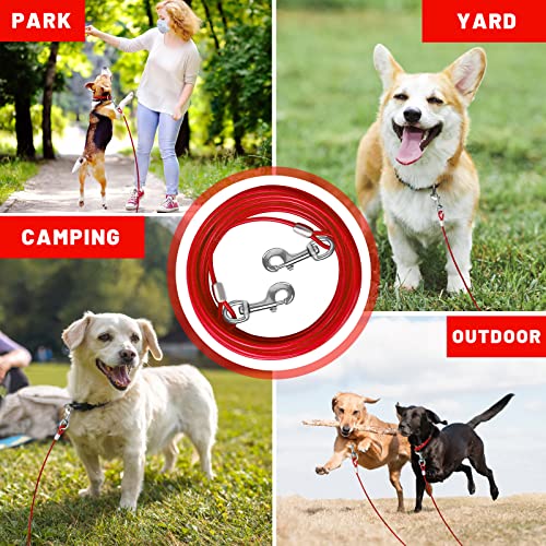 Dog Tie Out Cable - 10/15/20/25/30 FT for Large Dogs Up to 165 lbs with Durable Clips and Steel Wire - color: Red, size: 10ft