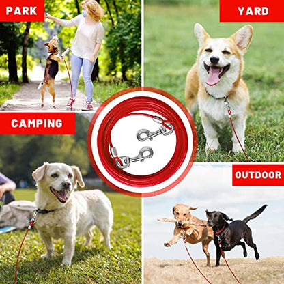 Dog Tie Out Cable - 10/15/20/25/30 FT for Large Dogs Up to 165 lbs with Durable Clips and Steel Wire - color: Red, size: 10ft