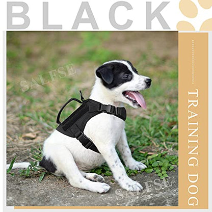 Tactical Puppy Vest Harness, Adjustable Military Vests for Small Dogs Outdoor Training Puppy Harnesses with Handle - color: Black