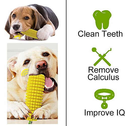 Chew Toys for Aggressive Chewers - Toothbrush Squeaky Interactive Corn Stick Toy for Small Medium Dogs - Teeth Cleaning