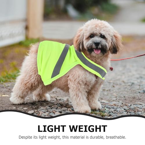 POPETPOP Dog Reflective Vest, High Visibility Dog Safety Service Vest, Adjustable Breathable Summer Clothes for Night Outdoor Hunting Walking (Fluorescent Yellow)