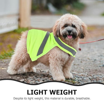 POPETPOP Dog Reflective Vest, High Visibility Dog Safety Service Vest, Adjustable Breathable Summer Clothes for Night Outdoor Hunting Walking (Fluorescent Yellow)