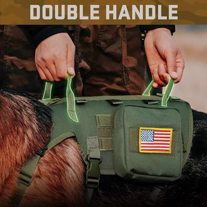 Dog Harness Medium Sized,Tactical Dog Harness with Handle,No Pull Military Style Service Dog Vest with Pockets Adjustable for Medium Large Dogs,Green,Chest 15.5-25.5" - color: Green, size: S:Chest 17-25",Fit 20-35lbs