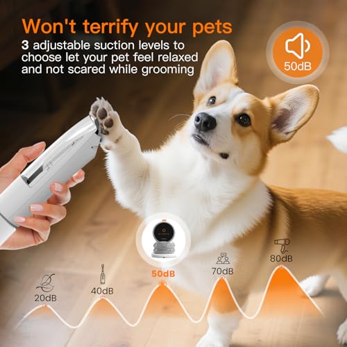 AIRROBO Dog Grooming Vacuum Kit,12000Pa Strong Pet Vacuum for Shedding,Grooming Hai,Quiet,PG100,2L Large Capacity - color: White-5-in-1