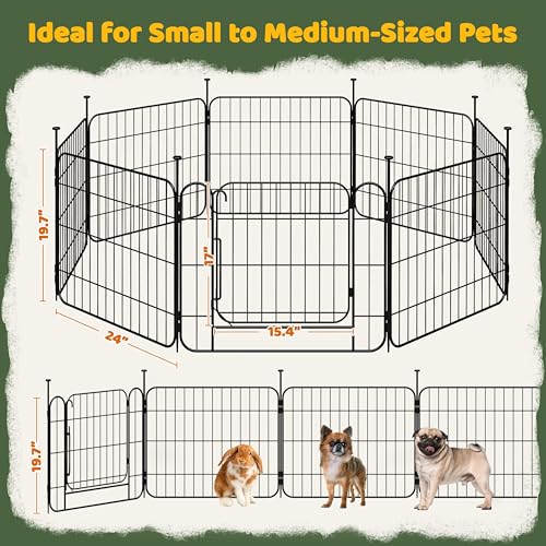 Yaheetech Dog Playpen for Puppy/Small Dogs, Foldable Pet Pen Expandable Fence with Door for Indoor/Outdoor Use, 20 Inch 8 Panels, Black - size: 20 inch