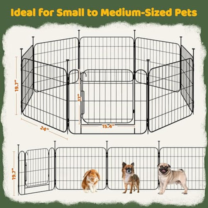 Yaheetech Dog Playpen for Puppy/Small Dogs, Foldable Pet Pen Expandable Fence with Door for Indoor/Outdoor Use, 20 Inch 8 Panels, Black - size: 20 inch