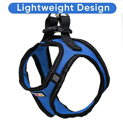 Pawtitas Dog Vest Harness Made with Breathable Air Mesh | All Weather Vest Harness for Small Puppies and Large Cats with Quick-Release Buckle - Small Blue Mesh Dog Harness - color: Blue, size: Small (Pack of 1)
