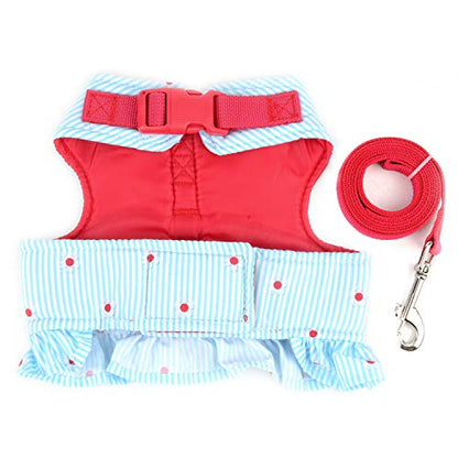 Zunea No Pull Small Dog Girl Harness Dress Escape Proof Cat Kitten Vest Harness Leash Set Step-in Soft Cotton Padded Striped and Flowers Printed Jacket Chihuahua Puppy Clothes for Walking Blue XS - color: blue daisy, size: XS (Chest:12.2-13.7", Neck:8.2-9
