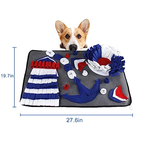 Snuffle Mat for Dogs, Interactive Foraging Puzzle Non-Slip Blanket, Premium Feeding Mat for Slow Eating & Smell Training. Dog Brain Stimulating Toys Bed (Grey)