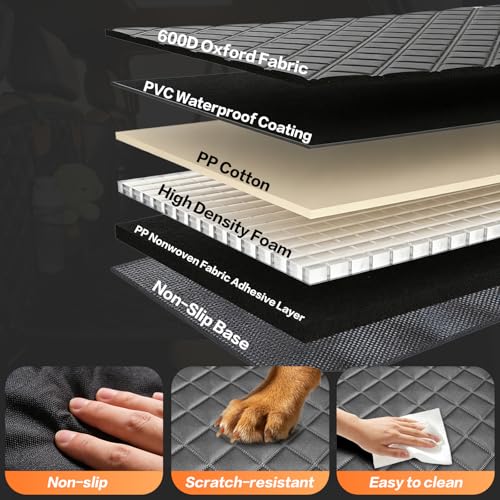 Back Seat Extender for Dogs,Hard Bottom Dog Car Seat Cover for Back Seat,Waterproof Dog Hammock with Door Protection, Anti-Scratch Pet Back Seat Cover for Car, SUV, Truck, Holds 420lbs, Black - size: Floor Laying