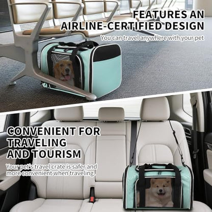 Cat Dog Carriers Soft-Sided, Pet Travel Carrier for Small Cats Dogs Under to15lbs, Soft-Solid Collapsible Carrier,(Medium,Green) - color: green, size: 17.0"L x 11.0"W x 11.0"H