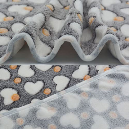 1 Pack 3 Puppy Blankets Super Soft Warm Sleep Mat Grey Cute Print Blanket Fluffy Fleece Pet Blanket Flannel Throw Dog Blankets for Small Dogs Puppy Dogs Fluffy Cats,Love-Medium(29"x20") - color: Love/Series, size: Medium(29"x20")