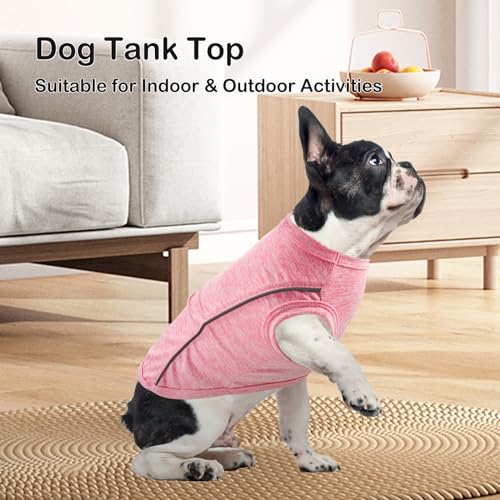 2 Pack Quick-Dry Dog Summer T-Shirt With Reflective Strips - Breathable Cooling Tank Top, Pet Sun Protection Clothes for Dogs Cats, Pink & Purple, M - color: Pink & Purple, size: Medium