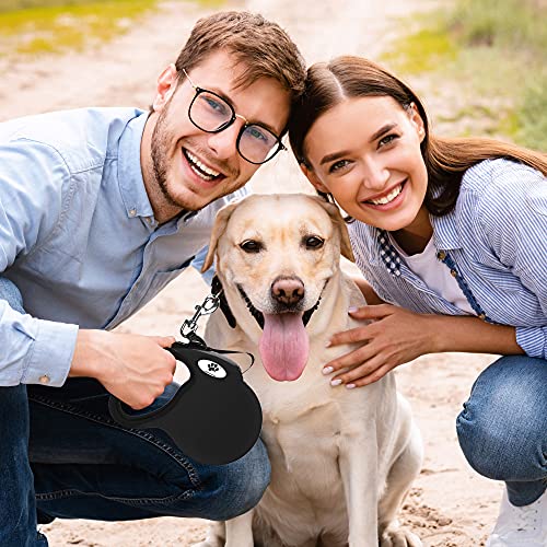 16 ft Retractable Dog Leash for Large Dogs up to 110 lbs,Tangle-Free Nylon Tape,Black L - color: black, size: Large