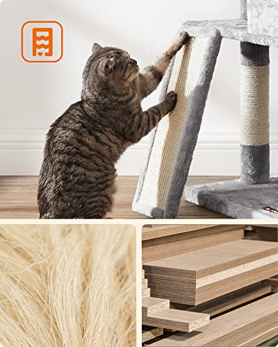 Feandrea Cat Tree, 45.3-Inch Cat Tower, Plush Condo with Scratching Post, Ramp, Perch, Spacious Cave, for Small Space, Light Gray UPCT141W01 - color: Light Gray
