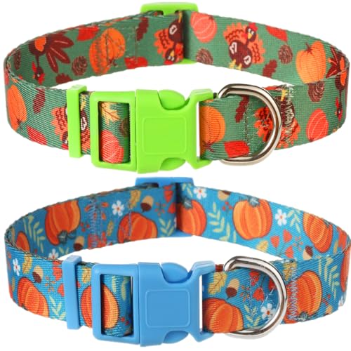 Thanksgiving Dog Collar for Small Dogs, Quick Release Fall Dog Collar - color: Thanksgiving, size: S
