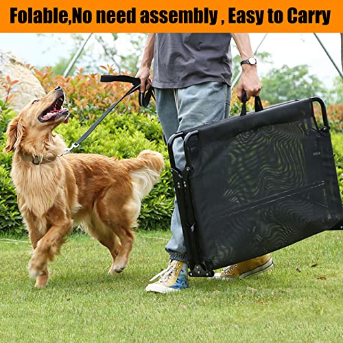 Elevated Raised Dog Bed Cot with Breathable Mesh,Folding No Assembly, Indoor/Outdoor Travel Outside Cooling Camping Dog Beds Pet Hammock for Large Dogs, Black - size: Large