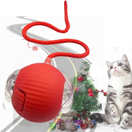 Interactive Rolling Cats Toys Ball for Indoor- Rechargeable Moving Interactive Dogs Balls Toy for Indoor, Self-Playing Automatic Moving Kitten Toys for Cats, Durable and Safe Material (Red) - color: Red
