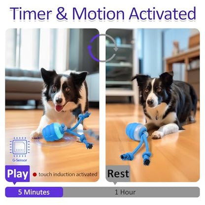 Giociv Interactive Dog Toys with Motion Activated, Squeaky Dog Toy for Daily Training, Keep Dogs Busy - color: BLUE