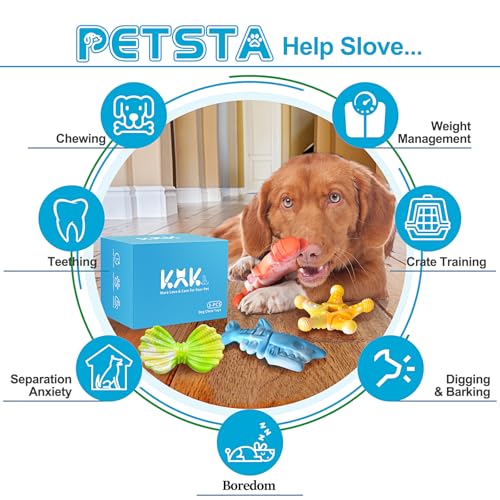 PETSTA Dog Chew Toys for Aggressive Chewers, Durable Dog Toys for Large Dogs, Heavy Duty Dog Toys/Large Dog Toys/Indestructible Dog Toys, Tough Dog Toys for Medium/Large Dogs Breed (New 4 Pack) - color: New 4 Pack