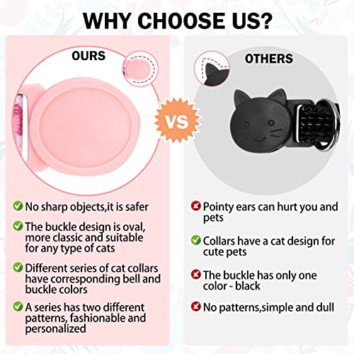 Breakaway Cat Collars for Girl Boy Cats, Spring Summer All Weather Cat Collar Personalized Pattern 2 Pack,Cute Classic Safety Buckles and Bells,Adjustable Printed Nylon Colorful Kitten Collar - color: Summer Fantasy